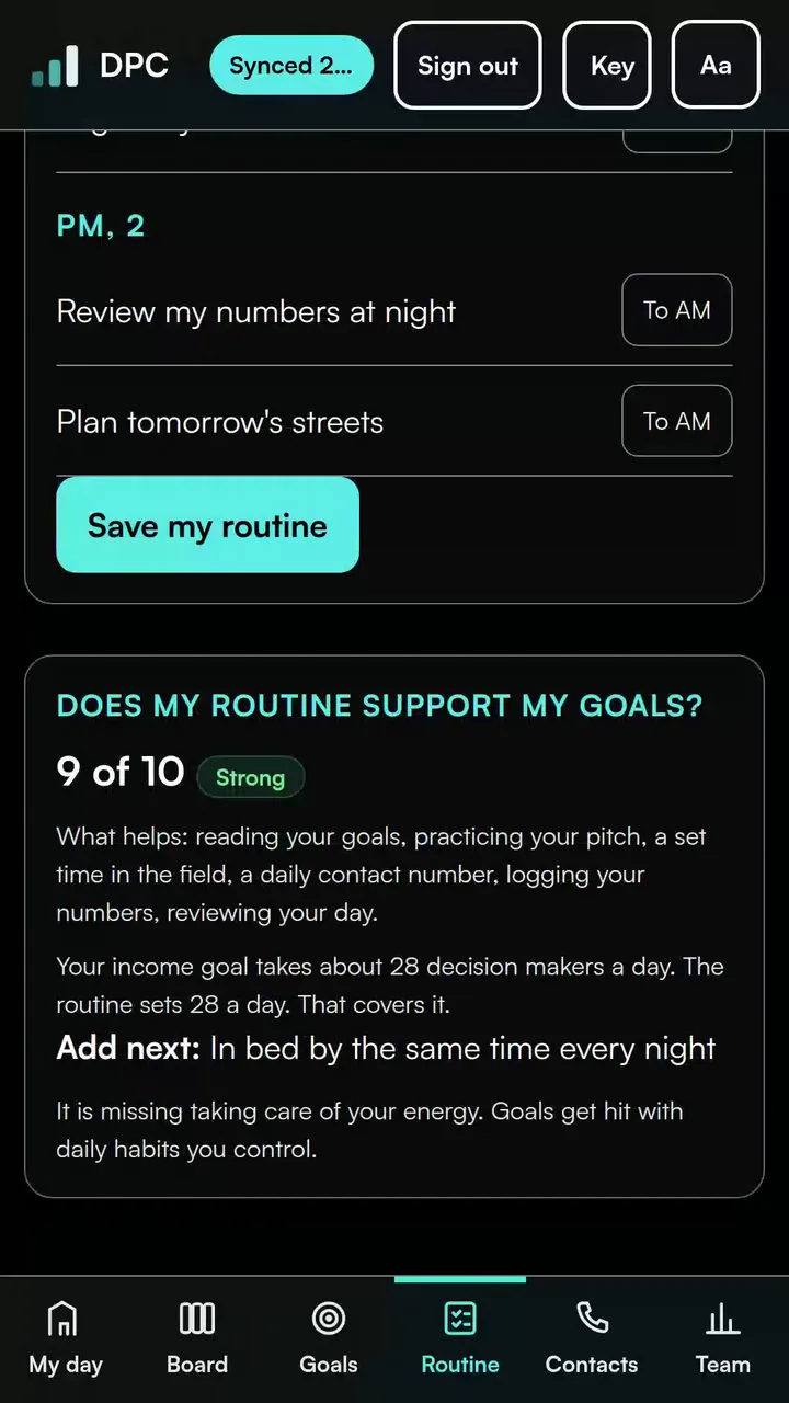 Does my routine support my goals? 9 of 10, Strong